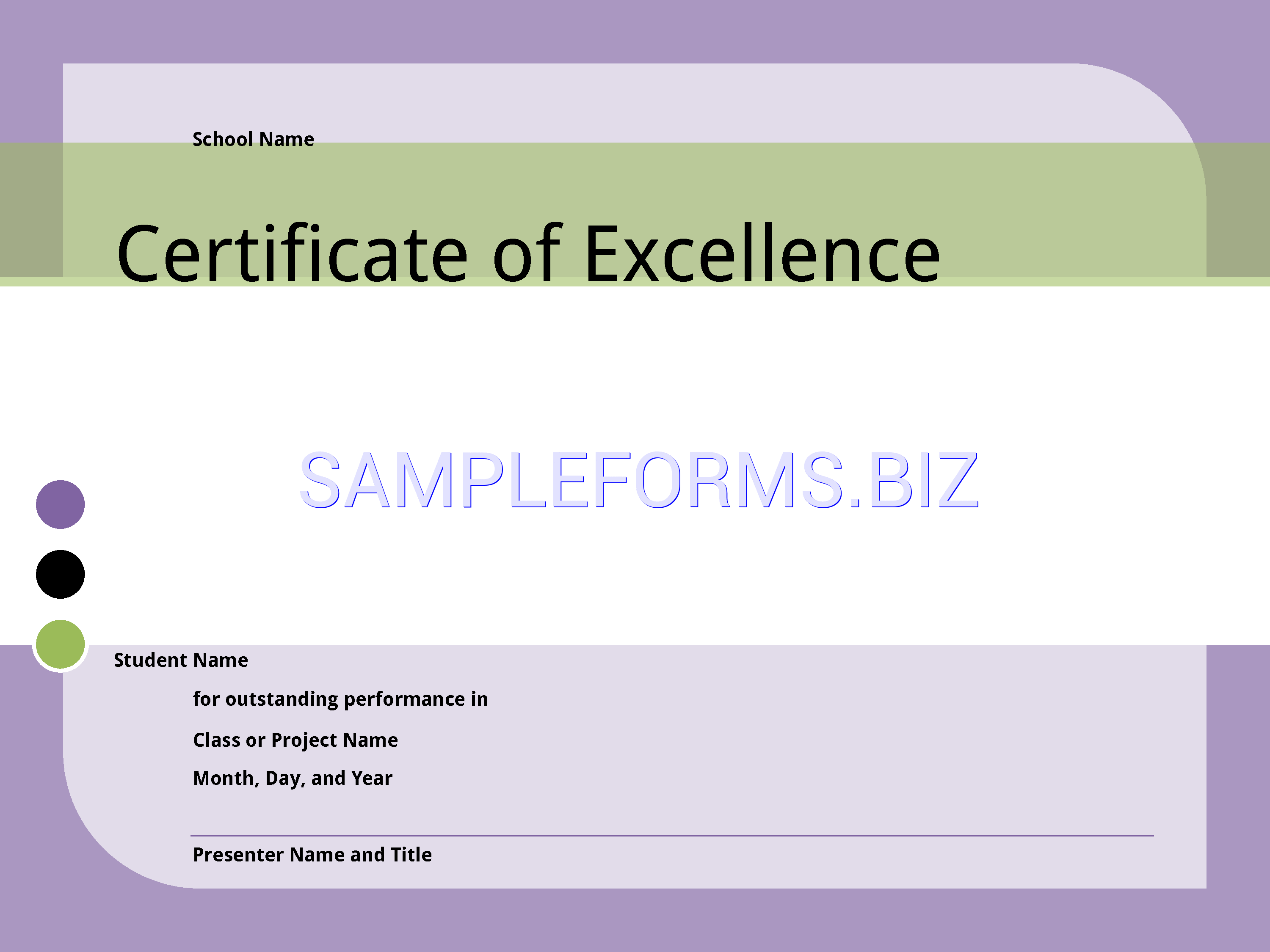 Preview free downloadable Certificate of Excellence for Student in PDF (page 1)